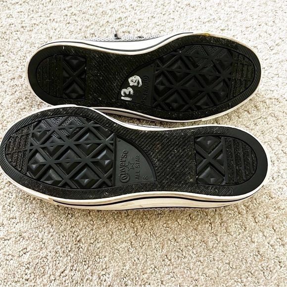 Converse Ox Sneaker Grey Amp Cloth Low Top Textile Weave Sz M 8 / W 10 Silver - Picture 8 of 13